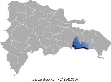 KARTE DES DEPARTEMENTS SAN PEDRO DE MACORIS STAAT DER Dominikanischen Republik 3D ISOMETRISCHE KARTE