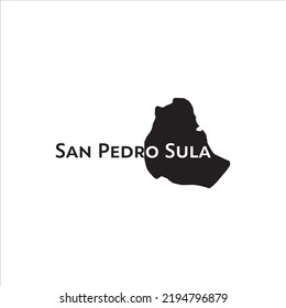 Karte von San Pedro Sula und schwarze Beschriftung auf weißem Hintergrund