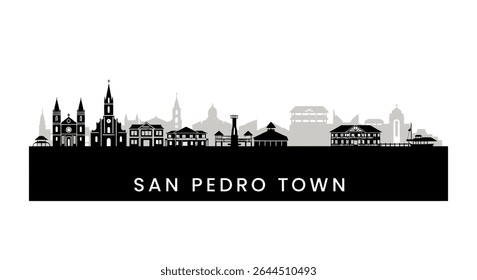 San Pedro Town Belize Skyline Black Silhouette.
