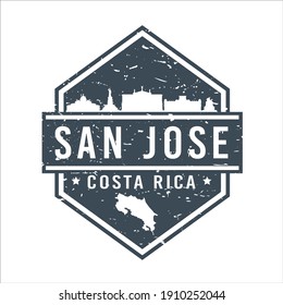 San José Province, San José, Costa Rica Travel Stamp Icon. Skyline City Design Tourism Diamond. Vector Illustration Grunge Clip art Badge.