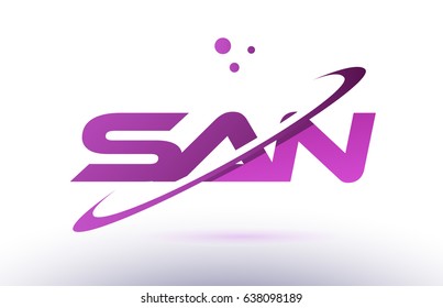 san s a n  alphabet letter logo combination purple pink creative text dots company vector icon design template