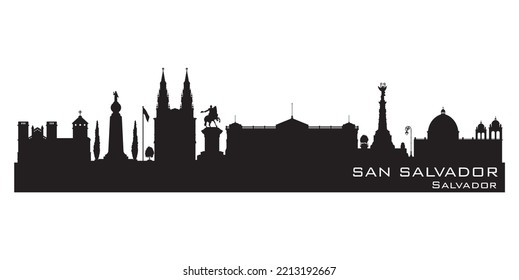 Esquina de la ciudad de San Salvador Silhouth vector detallado