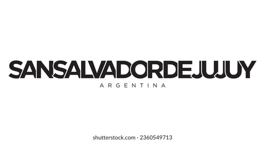 San Salvador de Jujuy in the Argentina emblem for print and web. Design features geometric style, vector illustration with bold typography in modern font.