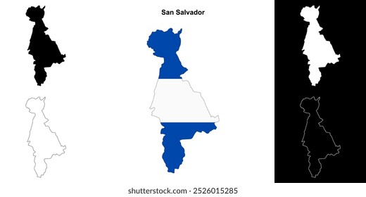 San Salvador department outline map set