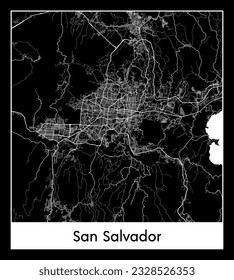 San Salvador El Salvador North America City map black white vector illustration