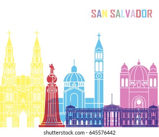 San Salvador skyline pop in editable vector file