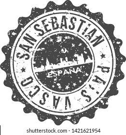 San Sebastian Spain City Skyline. Silhouette City. Design Vector. Famous Monuments.