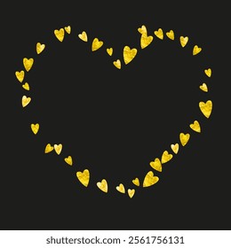 San Valentin Day Confetti. February Poster For Celebration. Wedding Frame. Gold Happy Painting. Graphic Concept For Woman. Yellow Random Design. Golden San Valentin Day Confetti.