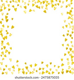 San Valentin Sale Confetti. February Banner For Girl. Grunge Frame. Gold Happy Backdrop. Modern Design For Mom. Golden Holiday Voucher. Yellow San Valentin Sale Confetti.