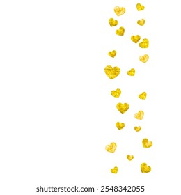 San Valentin Sale Confetti. Handdrawn Border For Engagement. Wedding Frame. Yellow Retro Illustration. Luxury Voucher For Couple. Golden Graphic Poster. Gold San Valentin Sale Confetti.