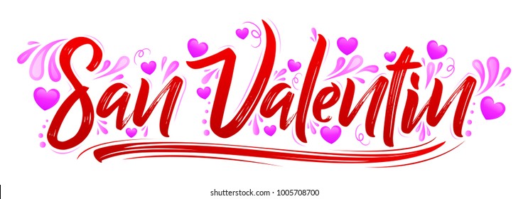 San Valentin, Valentines Day Spanish Text - Vector Banner Lettering Design