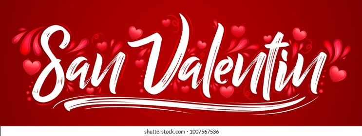 San Valentin, Valentines day spanish text - vector banner lettering design