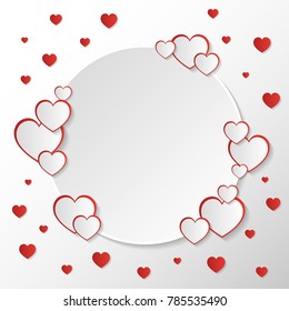 San Valentine invitation card composition with white circle space to writing message, text or name