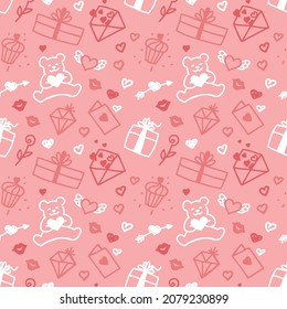 San Valentine's Day. Love. Celebration. Seamless pattern for fabric, wrapping, textile, wallpaper, apparel. Vector.