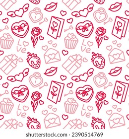 San Valentine's Day. Love. Celebration. Seamless pattern for fabric, wrapping, textile, wallpaper, apparel. Vector.