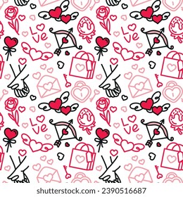 San Valentine's Day. Love. Celebration. Seamless pattern for fabric, wrapping, textile, wallpaper, apparel. Vector.