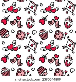 San Valentine's Day. Love. Celebration. Seamless pattern for fabric, wrapping, textile, wallpaper, apparel. Vector.