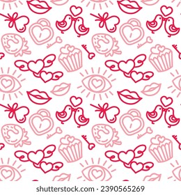 San Valentine's Day. Love. Celebration. Seamless pattern for fabric, wrapping, textile, wallpaper, apparel. Vector.