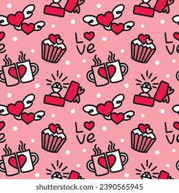 San Valentine's Day. Love. Celebration. Seamless pattern for fabric, wrapping, textile, wallpaper, apparel. Vector.