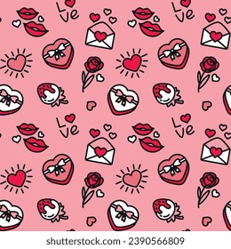 San Valentine's Day. Love. Celebration. Seamless pattern for fabric, wrapping, textile, wallpaper, apparel. Vector.