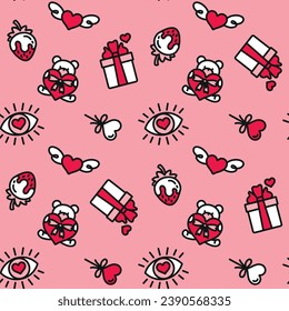 San Valentine's Day. Love. Celebration. Seamless pattern for fabric, wrapping, textile, wallpaper, apparel. Vector.