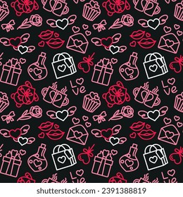 San Valentine's Day. Love. Celebration. Seamless pattern for fabric, wrapping, textile, wallpaper, apparel. Vector.