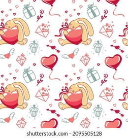 San Valentine's day.  Seamless pattern for fabric, wrapping, textile, wallpaper, apparel. Vector.