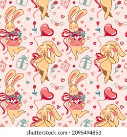 San Valentine's Day. Wedding. Love. Celebration. Seamless pattern for fabric, wrapping, textile, wallpaper, apparel. Vector.