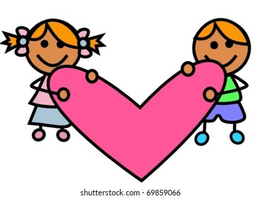 san valentines love card of kids