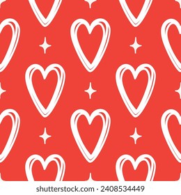 San Valentines Seamless Design Hearts Red Background Love Seamless Pattern Hearts Background