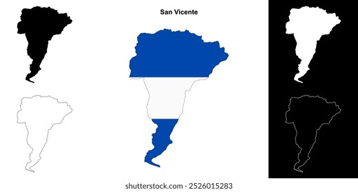 San Vicente department outline map set