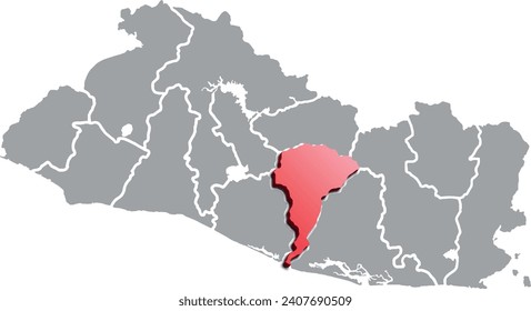 SAN VICENTE MAP PROVINCE OF EL SALVADOR 3D ISOMETRIC MAP