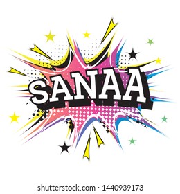 Sanaa Comic Text in Pop Art Style. Vector Illustration.