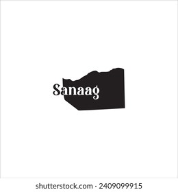 Sanaag Somalia map and black lettering design on white background