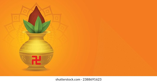 Sanatan dharma religious kalash for Indian festival vector poster