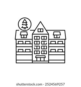 Sanatorium building black line icon. Editable stroke.Vector element