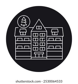 Sanatorium building black line icon. Editable stroke.Vector element