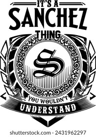 Sánchez diseño de apellido para serigrafía en camisetas