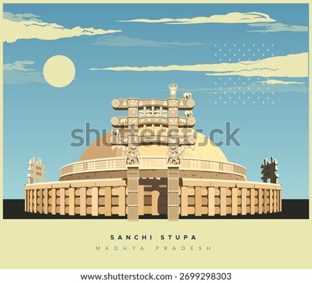 Sanchi Stupa  -  Buddhist Complex  -  Icon Illustration as EPS 10 File 