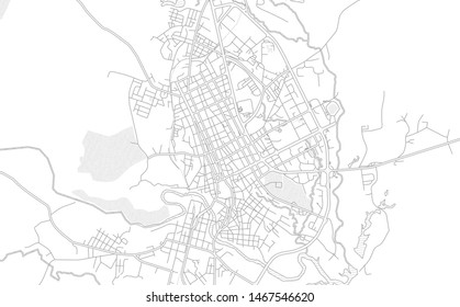Sancti Spíritus, Sancti Spíritus, Cuba, bright outlined vector map with bigger and minor roads and streets created for infographic backgrounds.