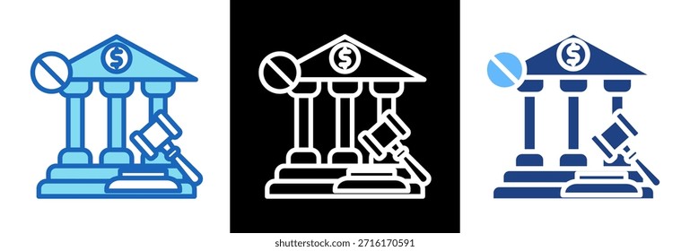 Ícone Banco sancionado triplestyle Vetor Ilustração