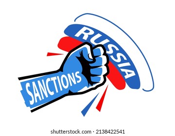 Sanciones contra Rusia. Embargo, crisis económica de la Federación de Rusia. Ilustración del vector