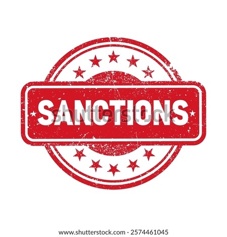 Sanctions grunge stamp. Template red sanctions rubber grunge stamp. Text SANCTION written on red grungy stamp sign. Vector illustration grunge stamp.