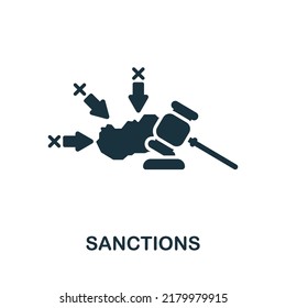 Sanktionssymbol. Monochrome einfache Linie Wirtschaftskrise Symbol für Vorlagen, Webdesign und Infografiken