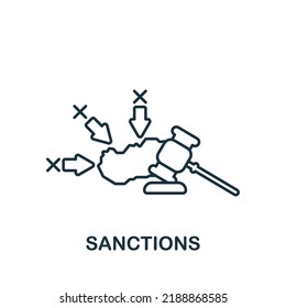 Sanctions icon. Monochrome simple line Economic Crisis icon for templates, web design and infographics