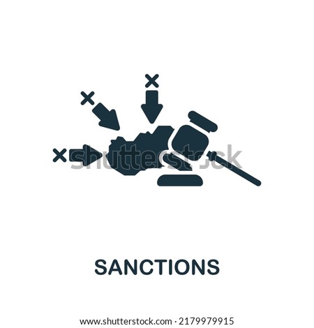 Sanctions icon. Monochrome simple line Economic Crisis icon for templates, web design and infographics