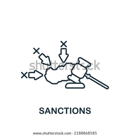 Sanctions icon. Monochrome simple line Economic Crisis icon for templates, web design and infographics