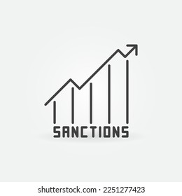 Sanctions Line Graph vector Financial Crisis contorno icono o símbolo