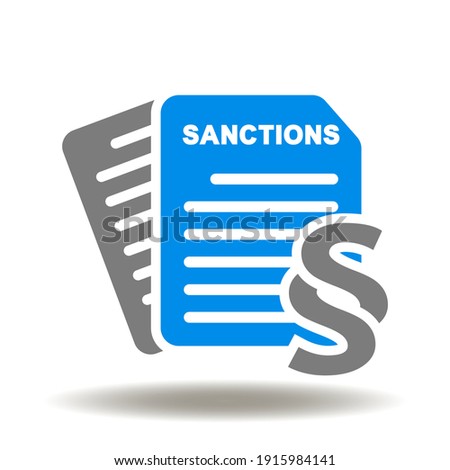 Sanctions list with paragraph symbol vector icon. Sanction Government Law Economy Trade Symbol.