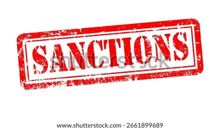 Sanctions stamp icon with grunge rubber text effect